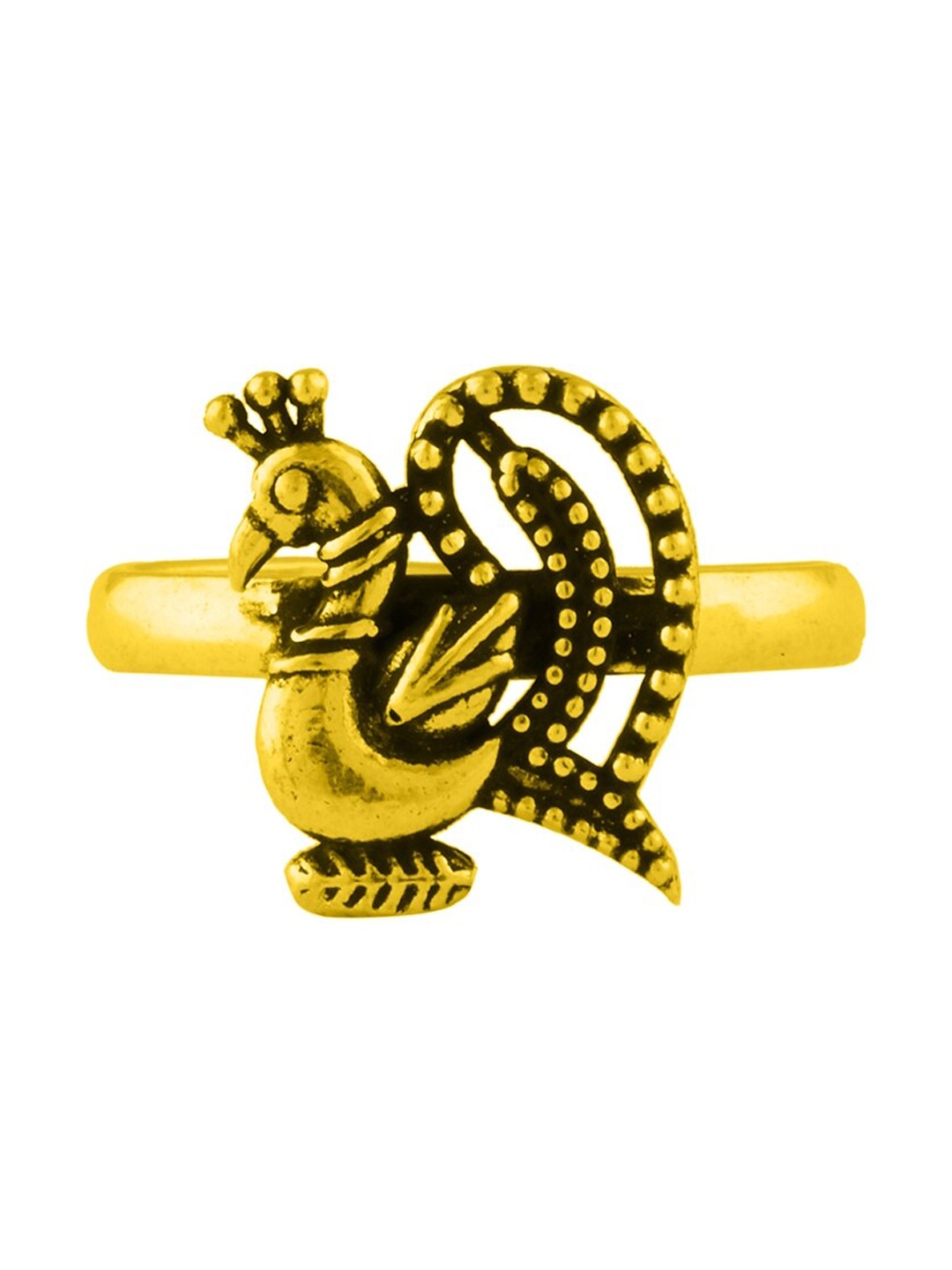 

ahilya 92.5 Sterling Silver & Gold-Plated Peacock Shaped Toe Ring