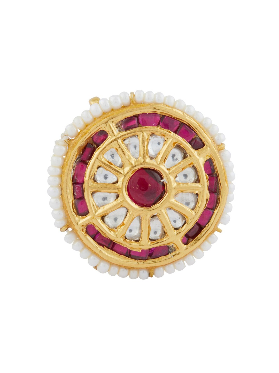 

ahilya 24K Gold-Plated Glass 92.5 Sterling Silver Borla Maang Tikka, Red