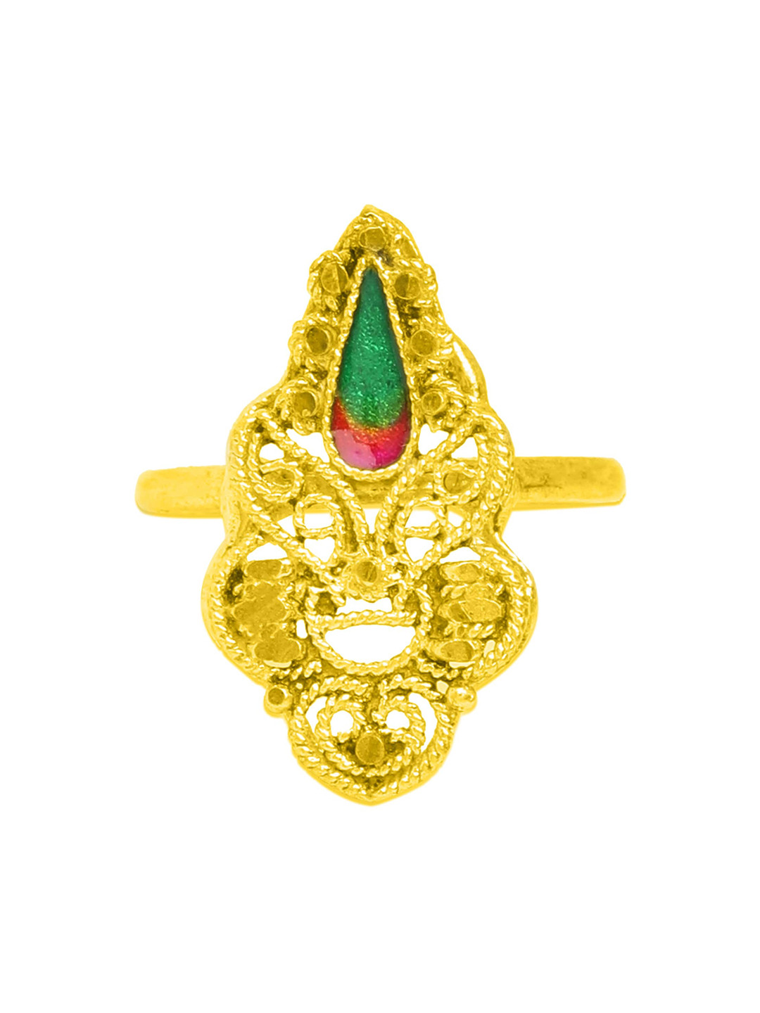 

ahilya Gold Plated 92.5 Sterling Silver Sukkhi Enamel Toe Ring, Red