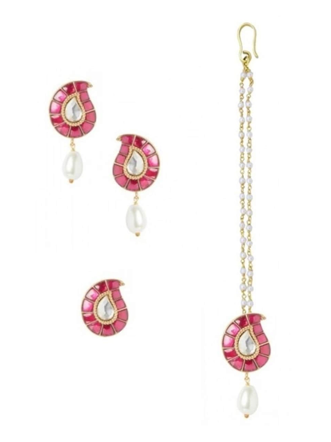 

ahilya Gold-Plated 92.5 Sterling Silver Stone Studded Jewellery Set, Pink