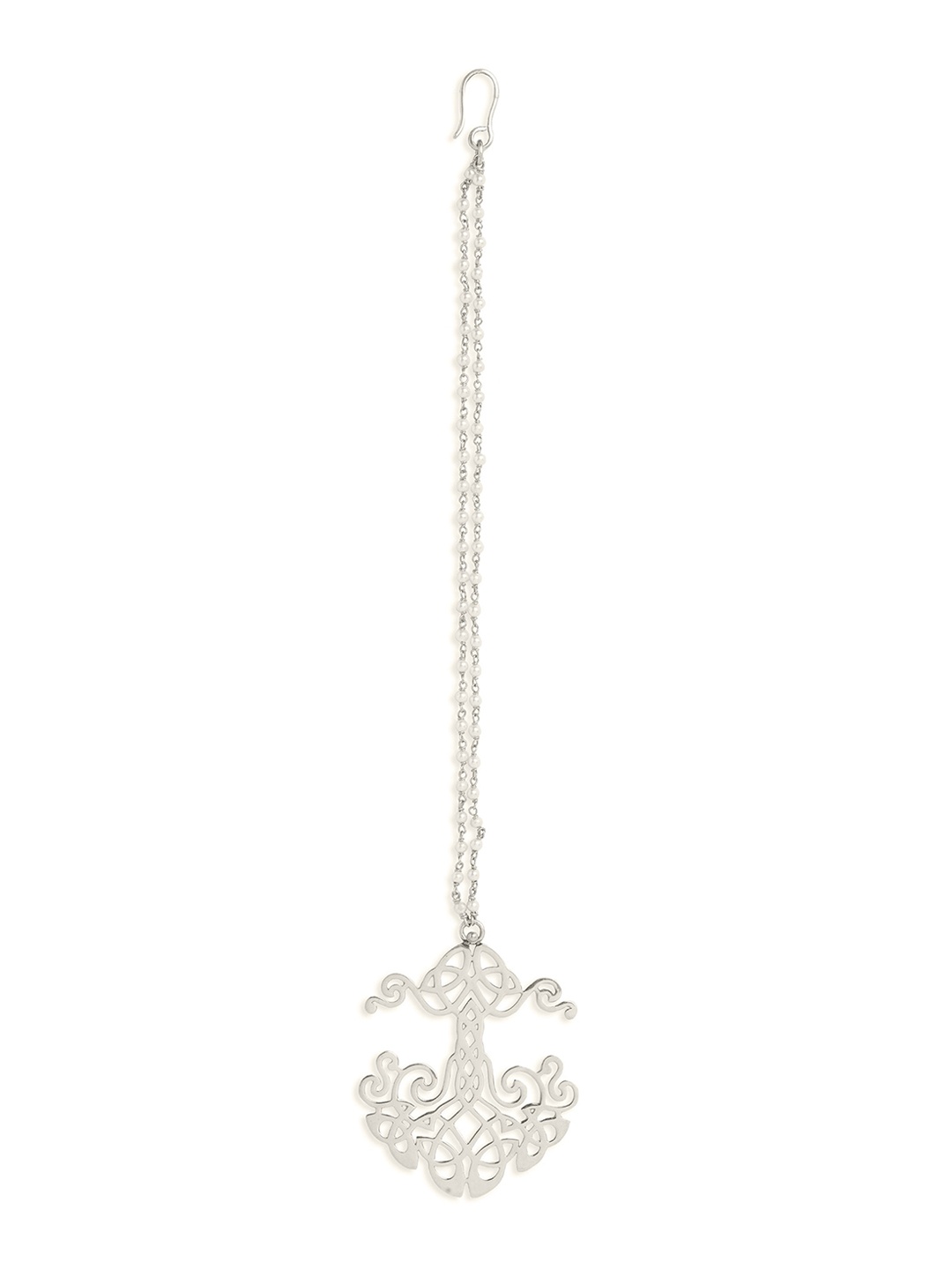 

ahilya 92.5 Sterling Silver Beaded Maang Tikka, White