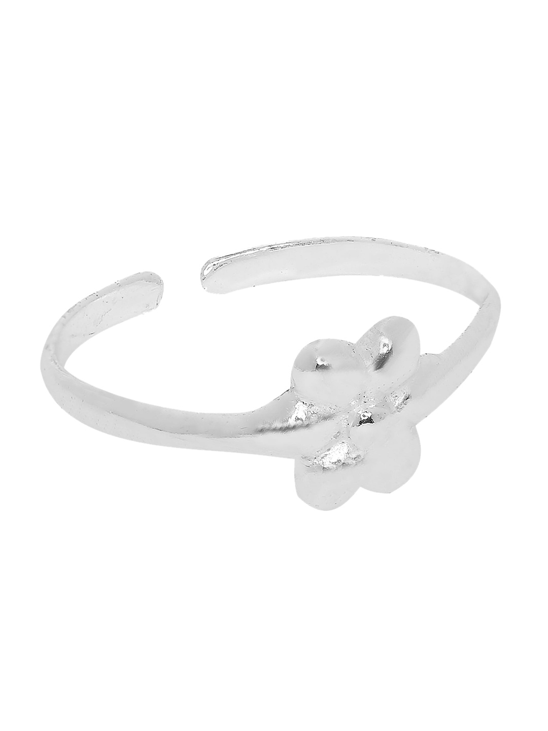 

ahilya 92.5 Sterling Silver & Rhodium-Plated Floral Toe Ring