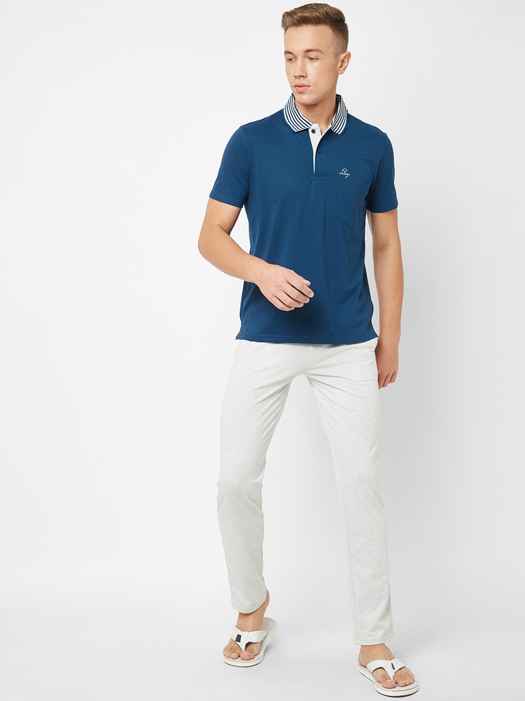 

Sweet Dreams Shirt Collar Night Suit, Blue