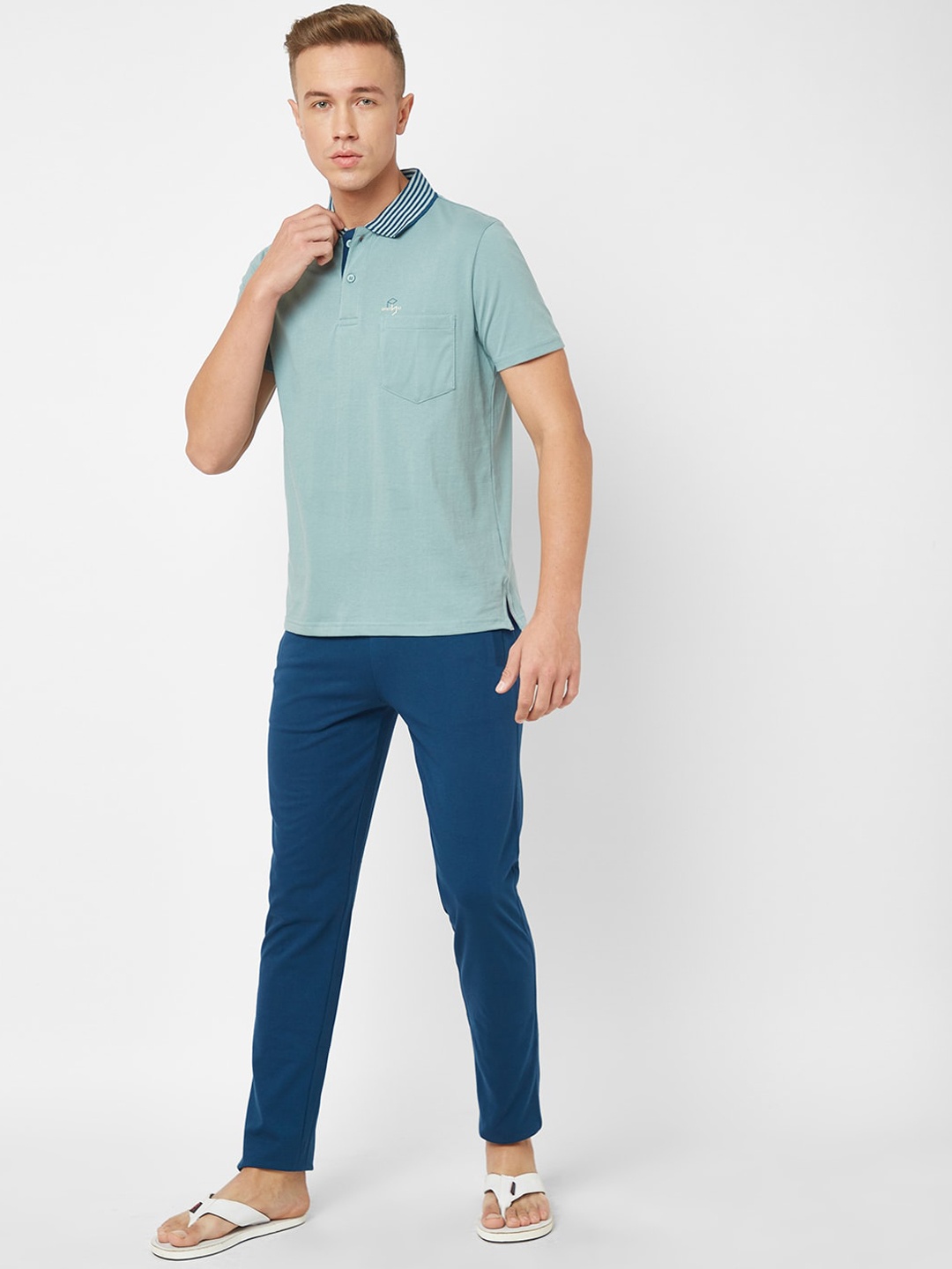 

Sweet Dreams Shirt Collar Night Suit, Green