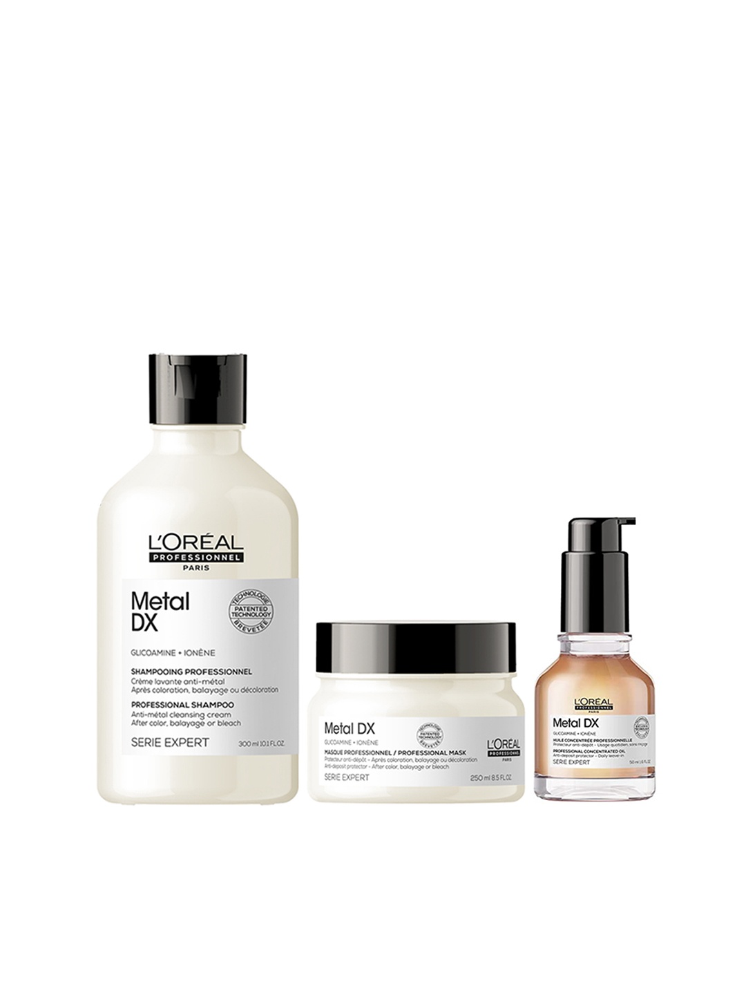 

LOreal Professionnel Metal DX Hair Care Kit - Shampoo + Hair Mask + Hair Serum, White