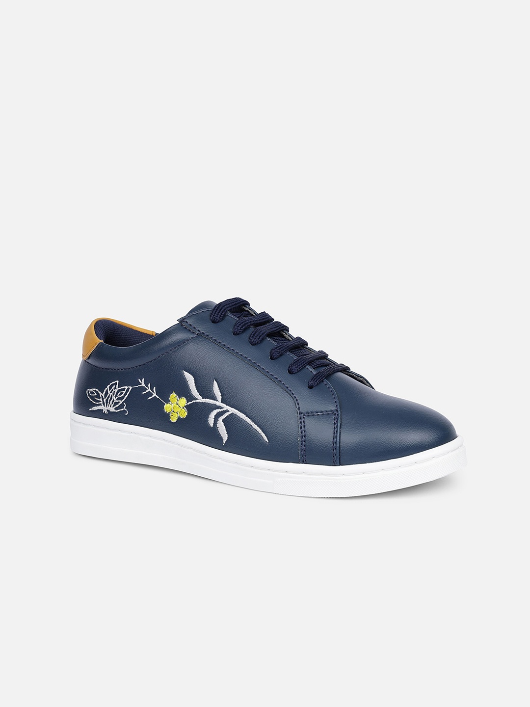 

Tokyo Talkies Women Woven Design Comfort Insole Contrast Sole Sneakers, Navy blue