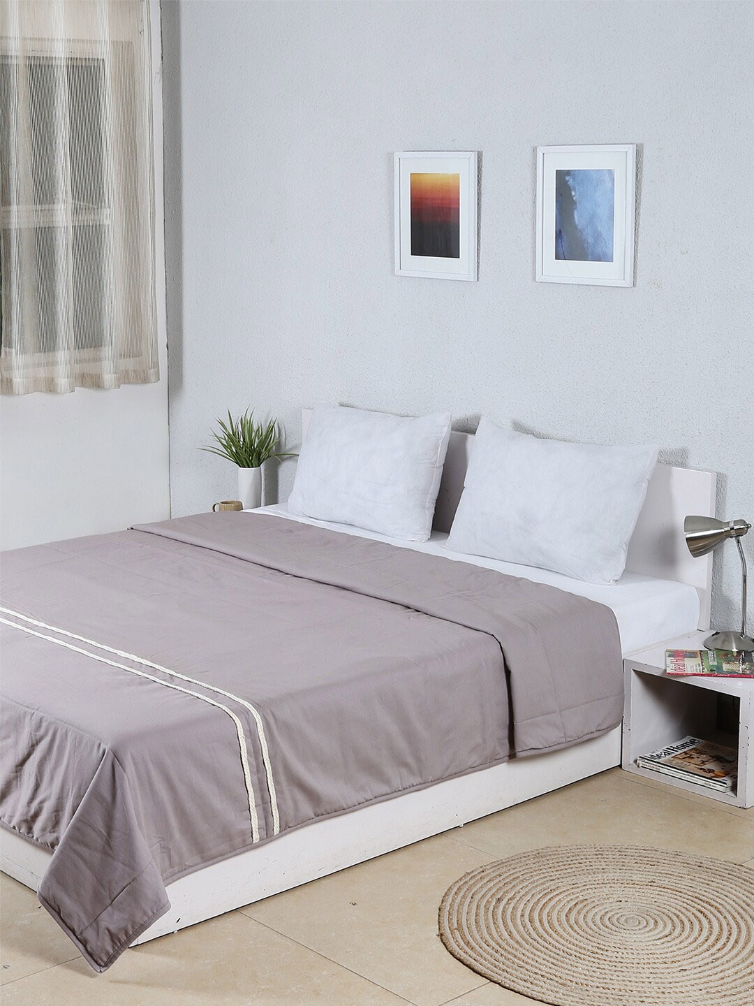 

House This Mrittika Grey 180-249 TC Pure Cotton Double Queen Bed Cover