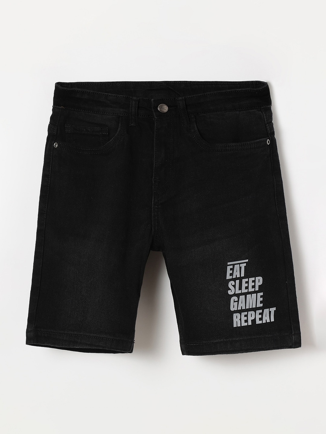 

Fame Forever by Lifestyle Boys Mid-Rise Cotton Denim Shorts, Black