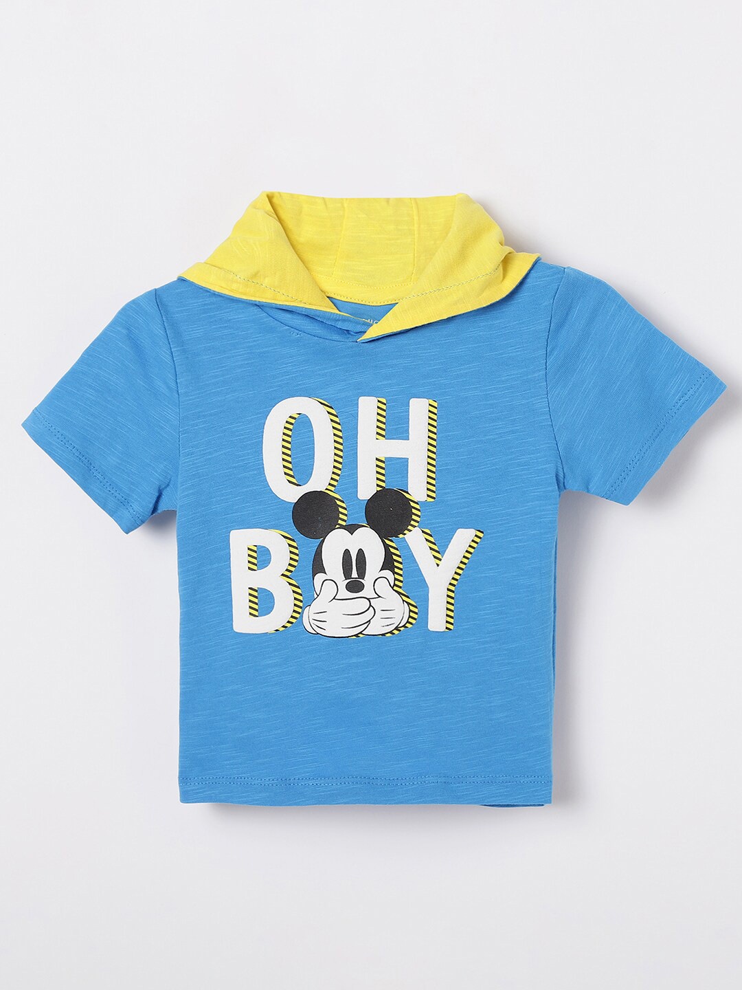 

Juniors by Lifestyle Boys Mickey Mouse Typography Printed Hooded Cotton T-shirt, Blue