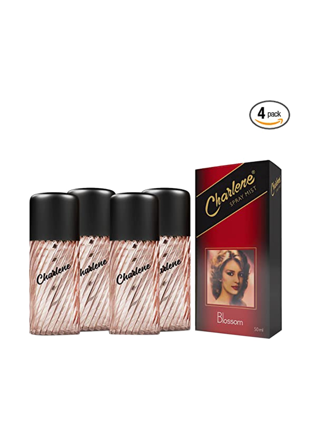 

CHARLENE Set of 4 Blossom Long Lasting Spray Perfume Mist - 50 ml Each, Pink