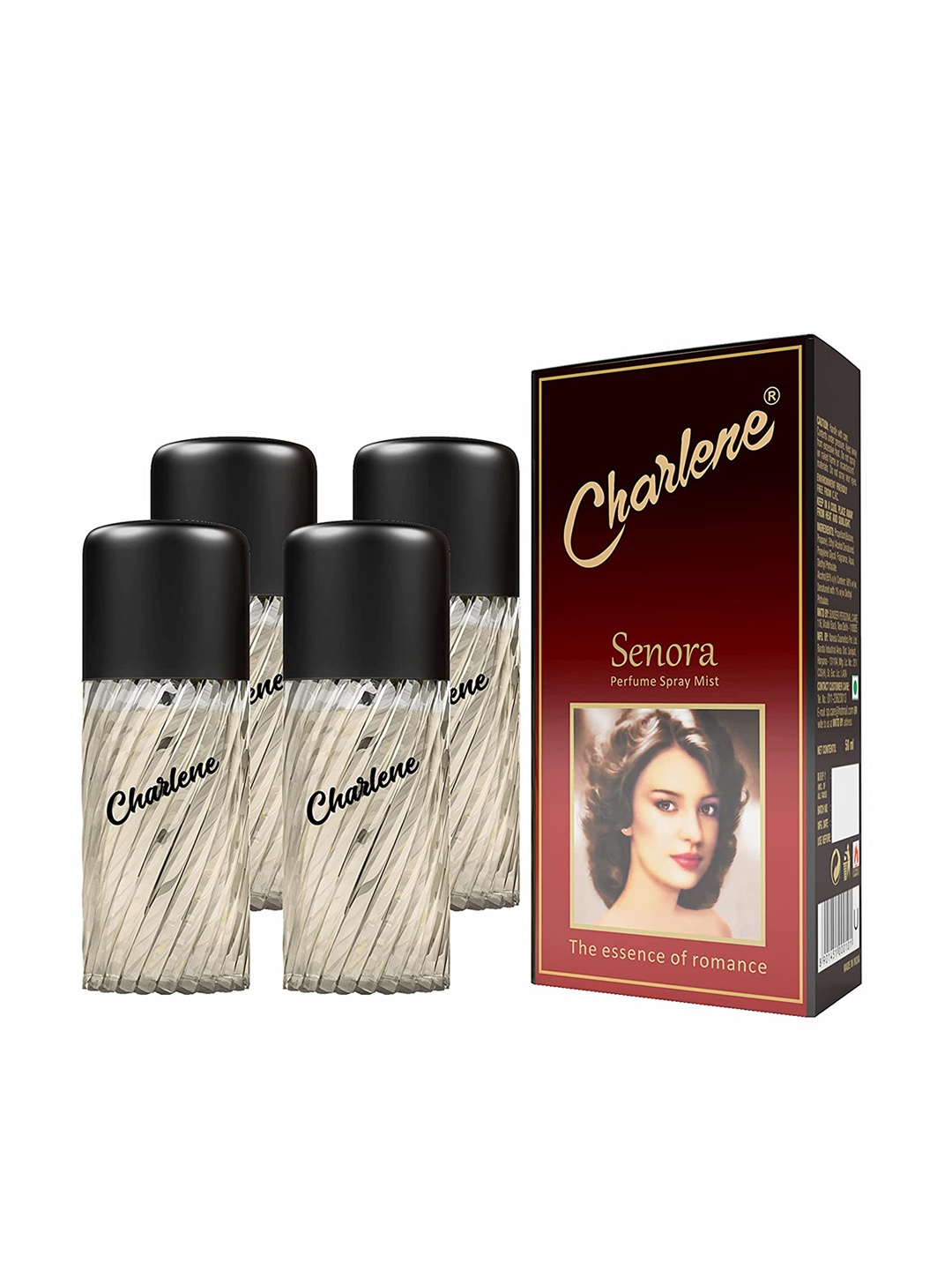 

CHARLENE Set of 4 Senora Long Lasting Spray Perfume Mist - 50 ml Each, Beige
