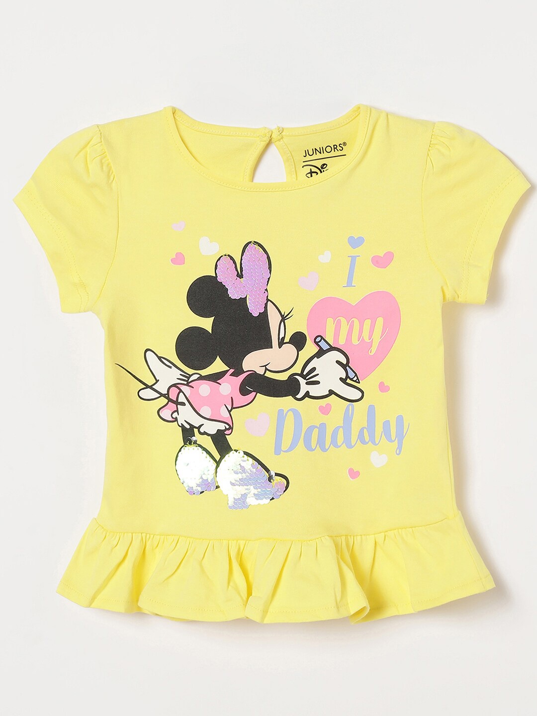 

Juniors by Lifestyle Minnie Mouse Print Cotton Top, Yellow