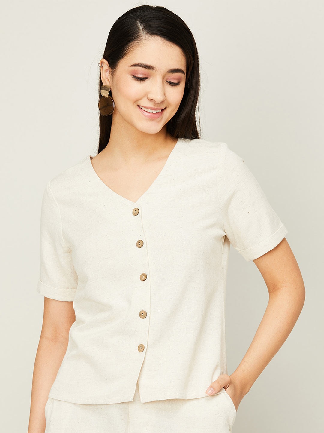 

CODE by Lifestyle Shirt Style Top, Beige