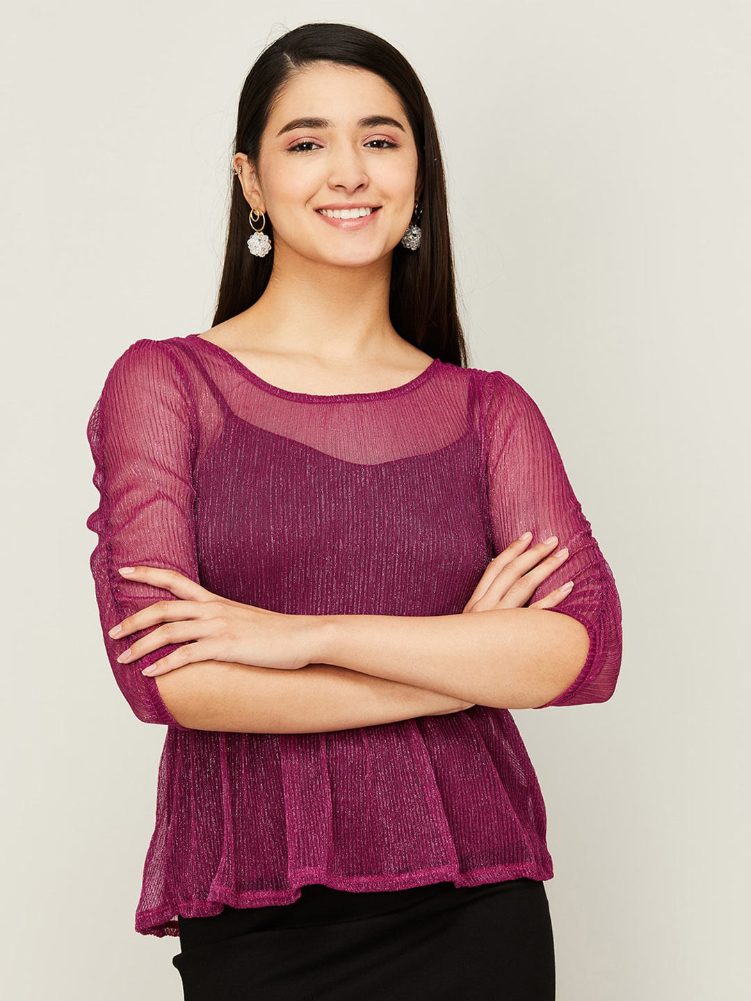 

CODE by Lifestyle Round Neck Top, Red
