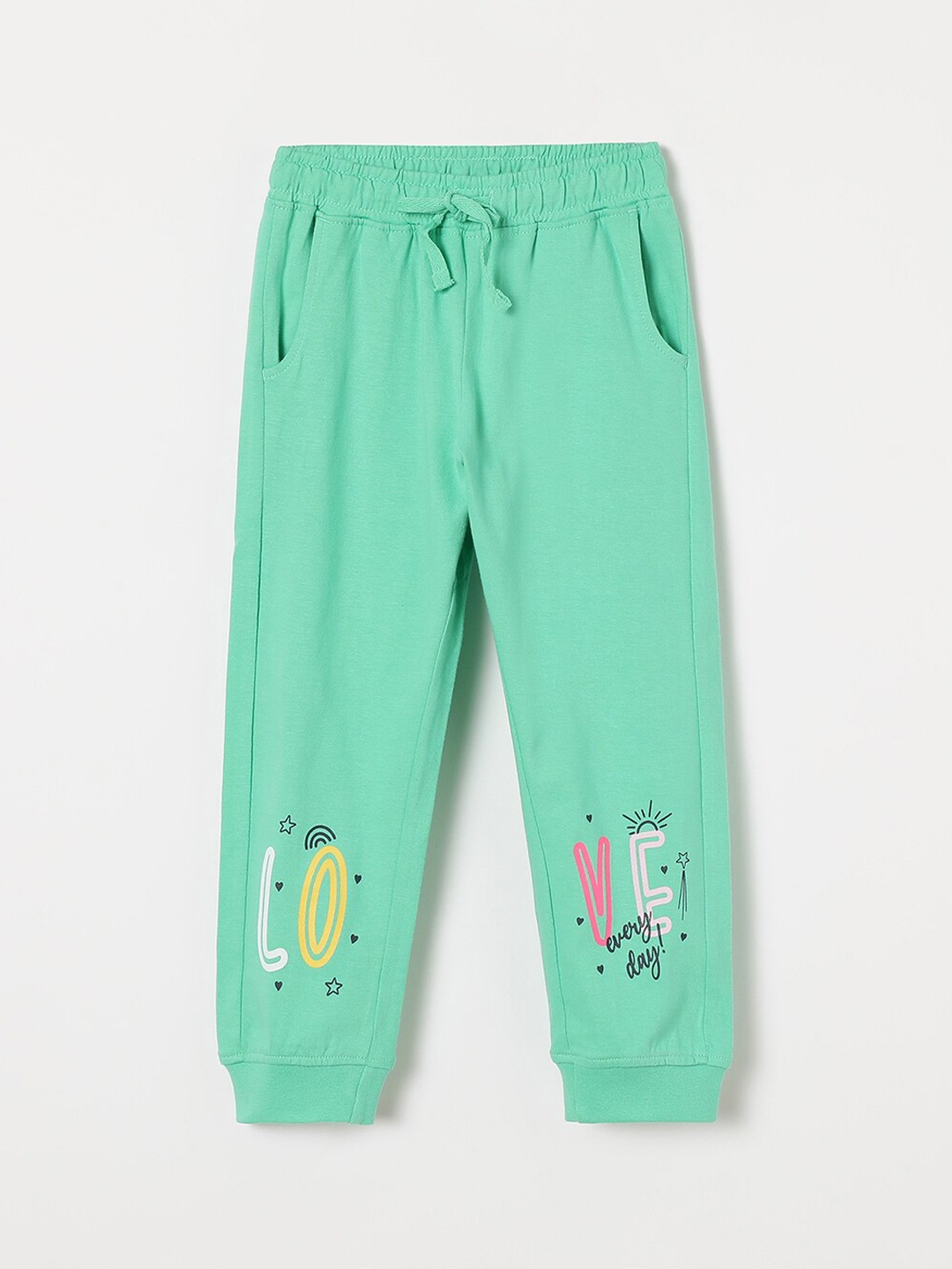 

Fame Forever by Lifestyle Girls Print Detailed Cotton Joggers, Green