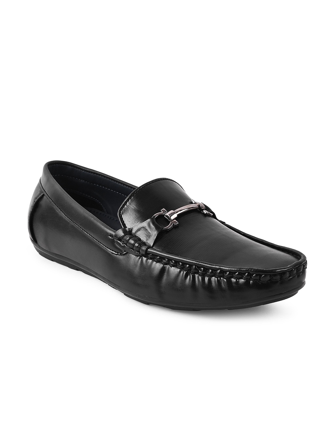 

Paragon Men Metal Accents Round Toe Formal Loafers, Black