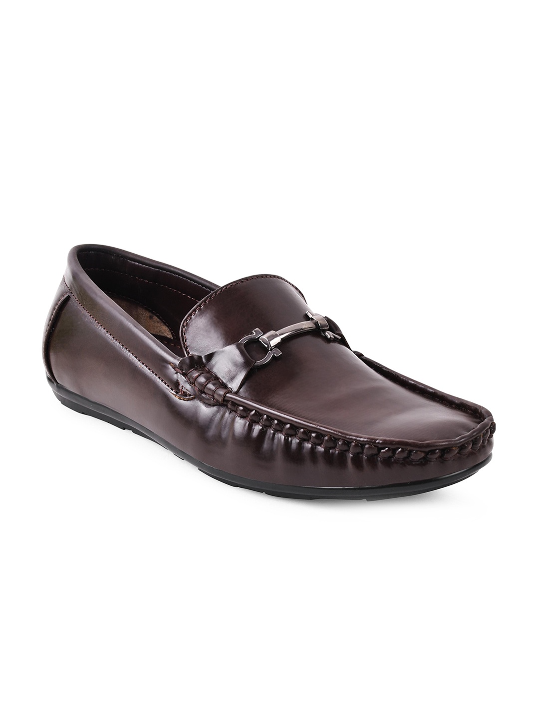 

Paragon Men Round Toe Metal Accents Formal Loafers, Brown