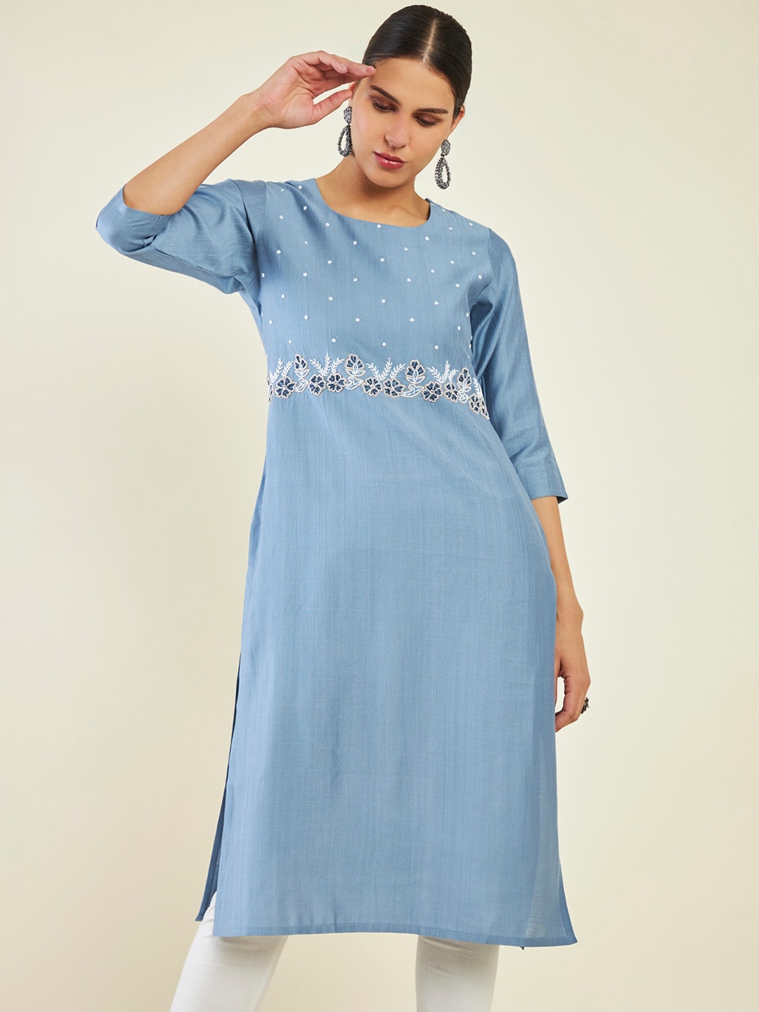 

Soch Floral Embroidered Kurta, Blue