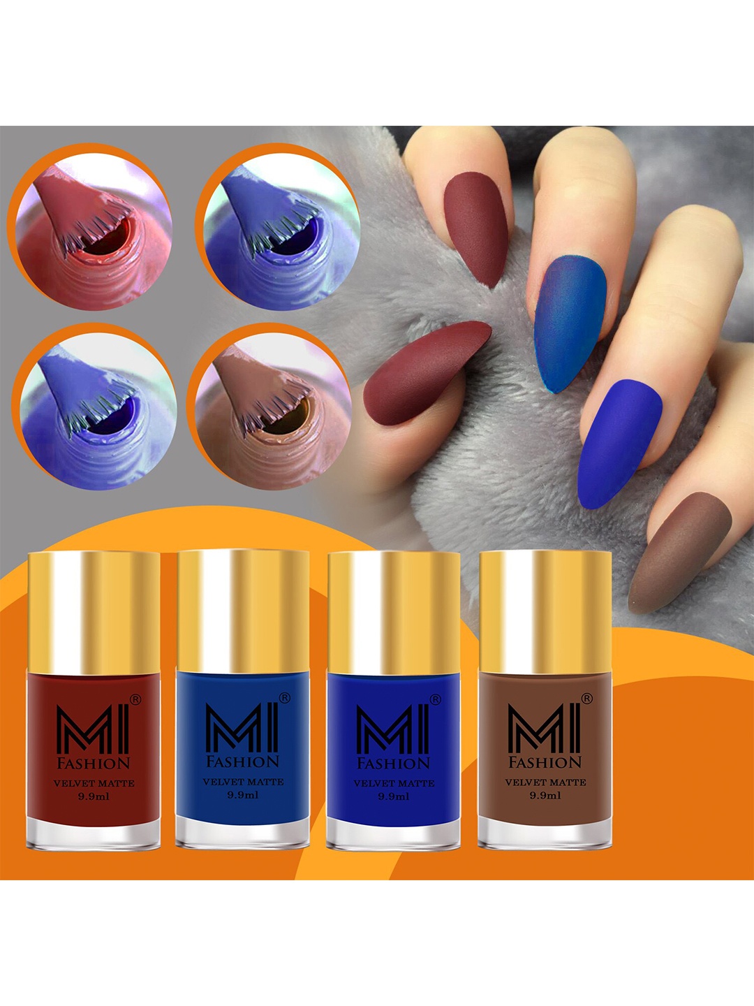 

MI FASHION Set Of 4 Velvet Matte Long Lasting Nail Polish - 9.9ml Each, Red