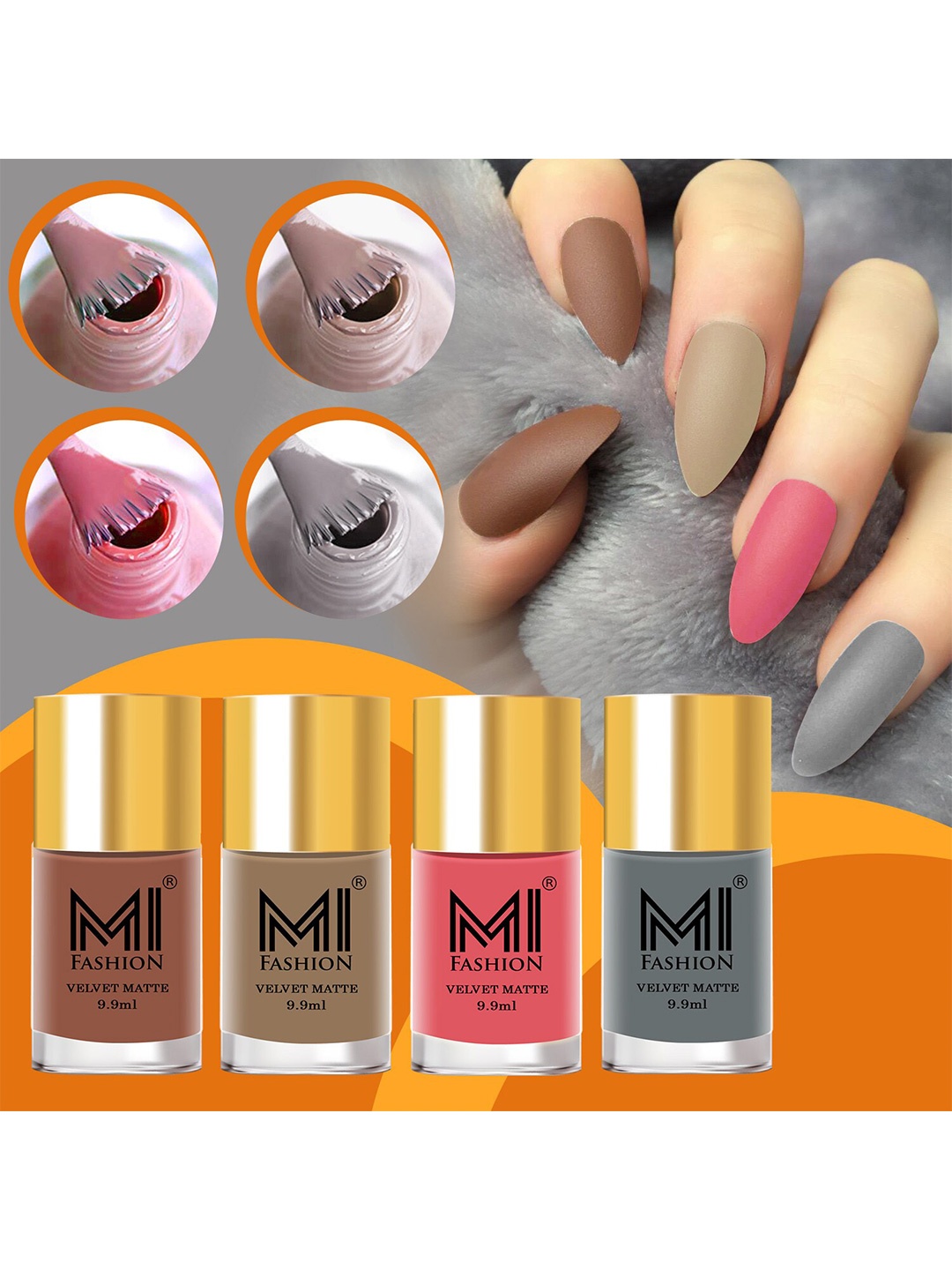 

MI FASHION Set Of 4 Velvet Matte Long-Lasting Nail Polish - 9.9ml each, Nude