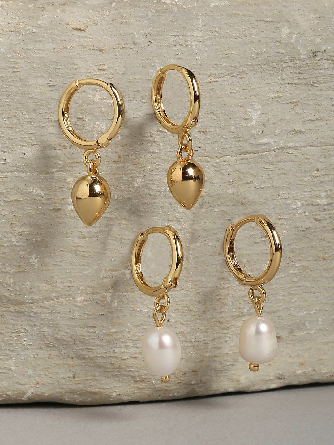 

Accessorize Gold Plated Pearl Z 2 Pearl & Nugget Mixed Set