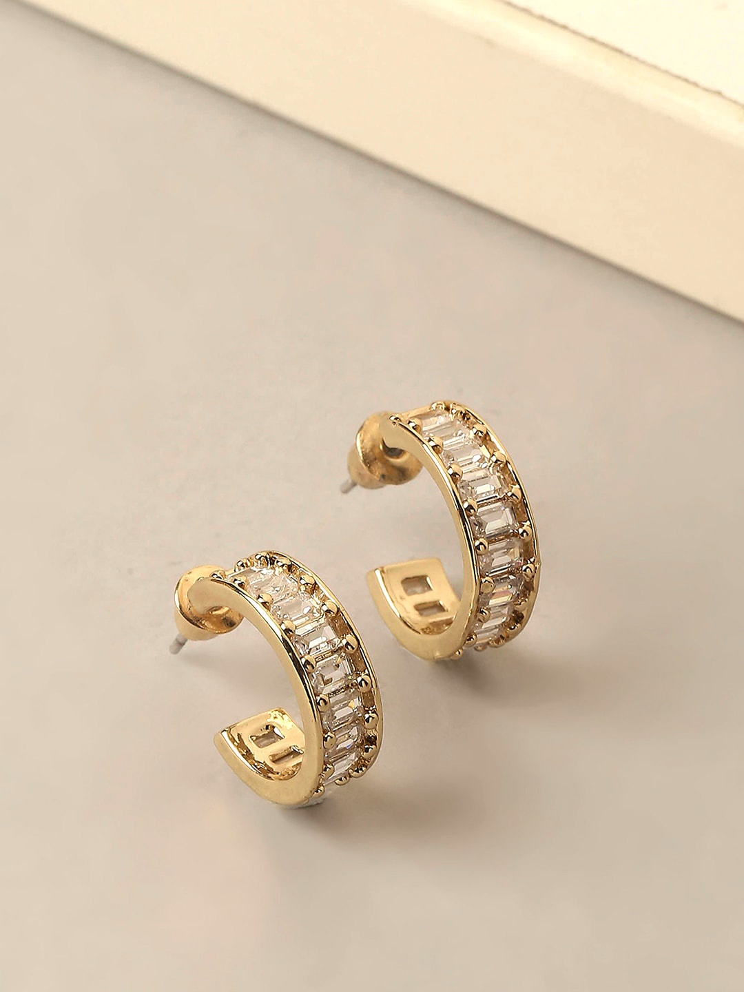

Accessorize London Women Crystal Embedded Hoop Earrings, Gold