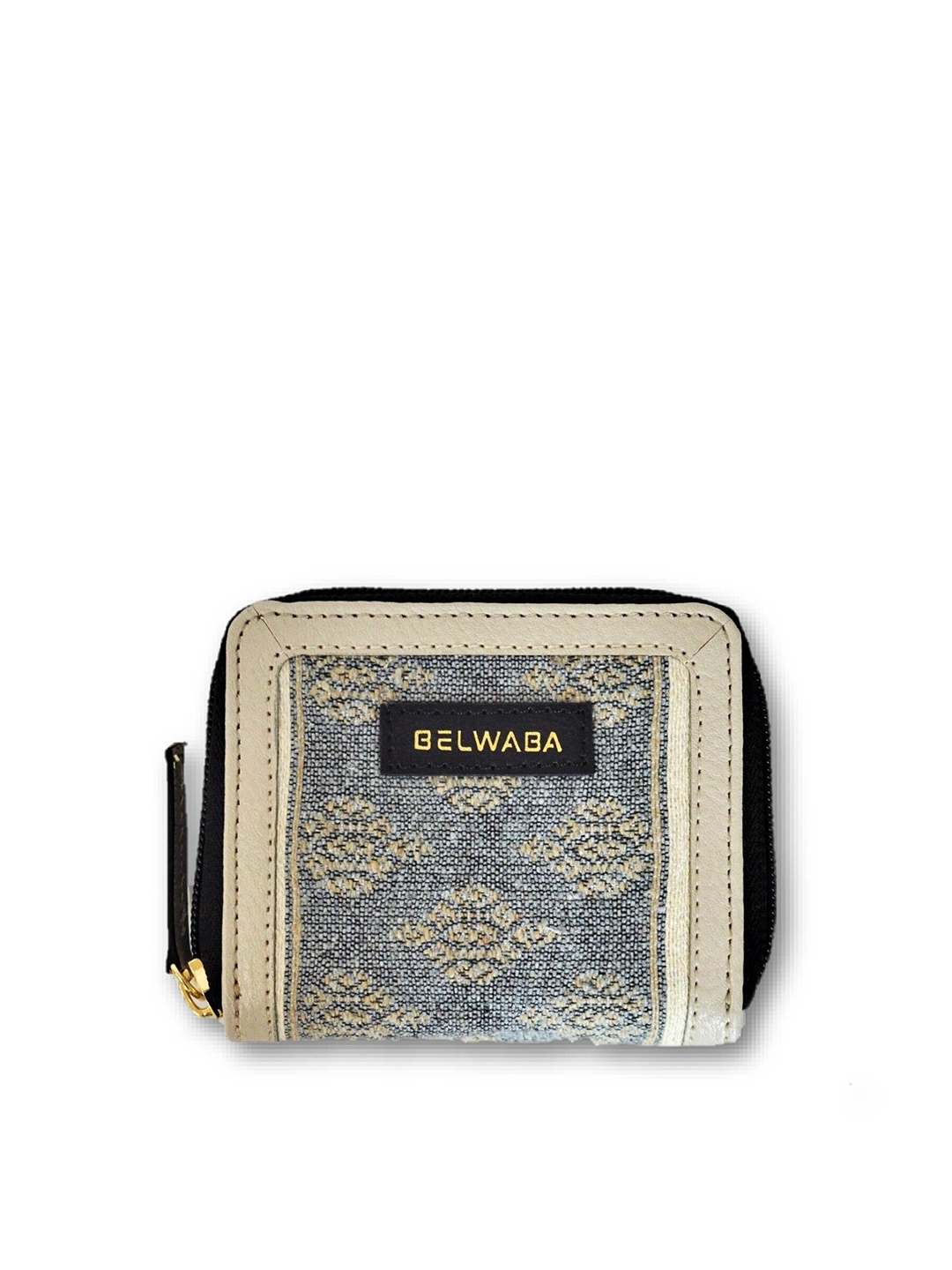 

Belwaba Women Ethnic Motifs Woven Design Zip Around Wallet, Grey