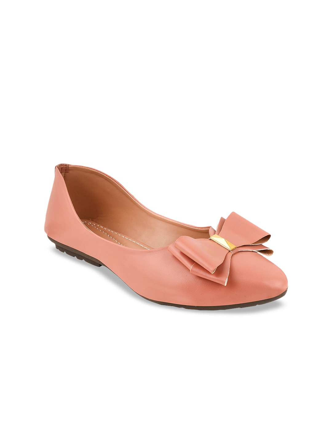 

Try Me Bow Embellished Pointed Toe Ballerinas, Peach