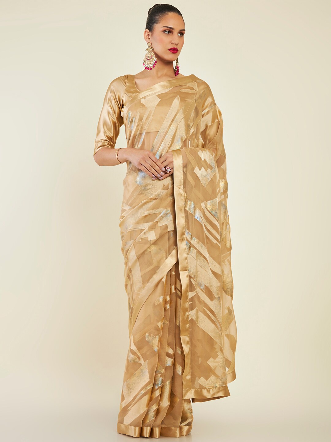 

Soch Beige Pure Georgette Saree