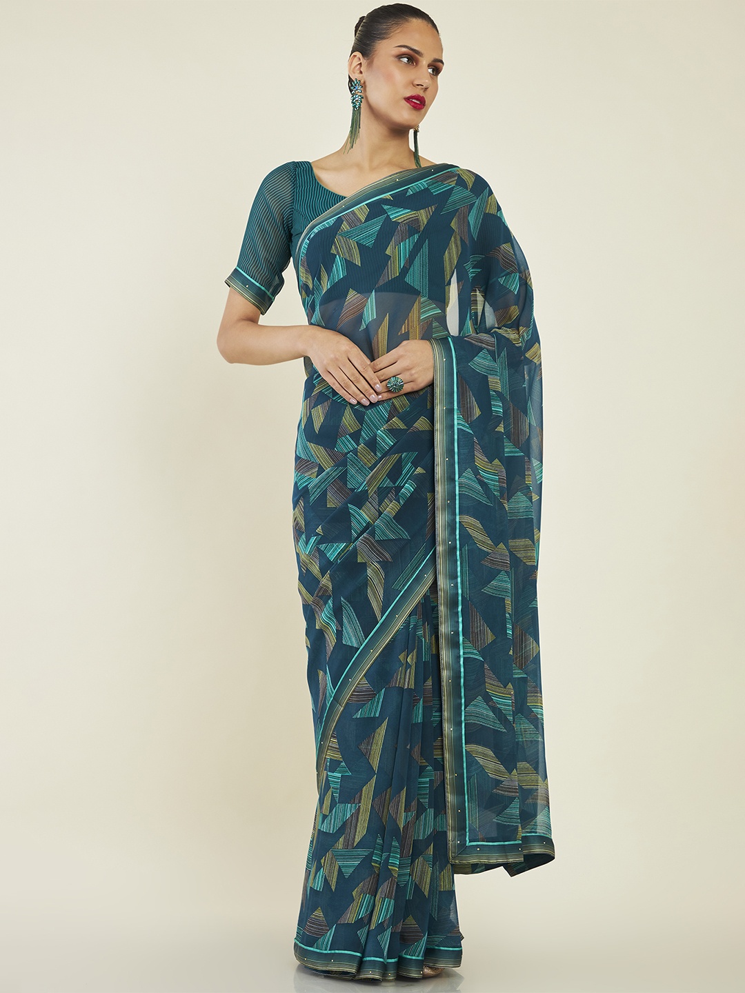 

Soch Floral Woven Design Saree, Blue