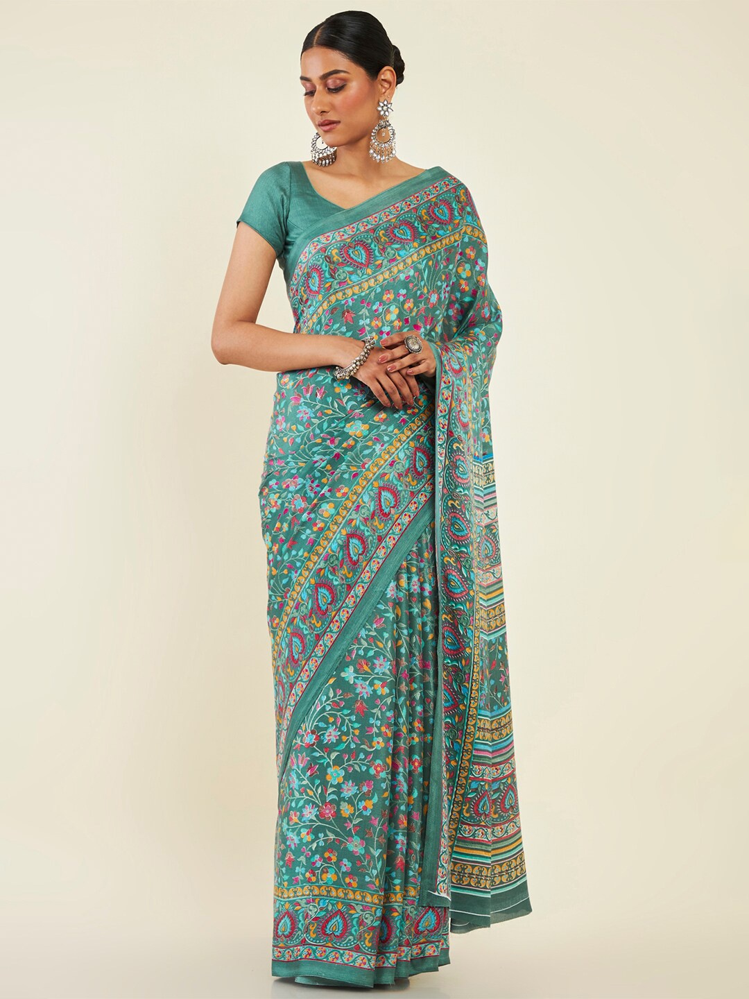 

Soch Floral Printed Saree, Green