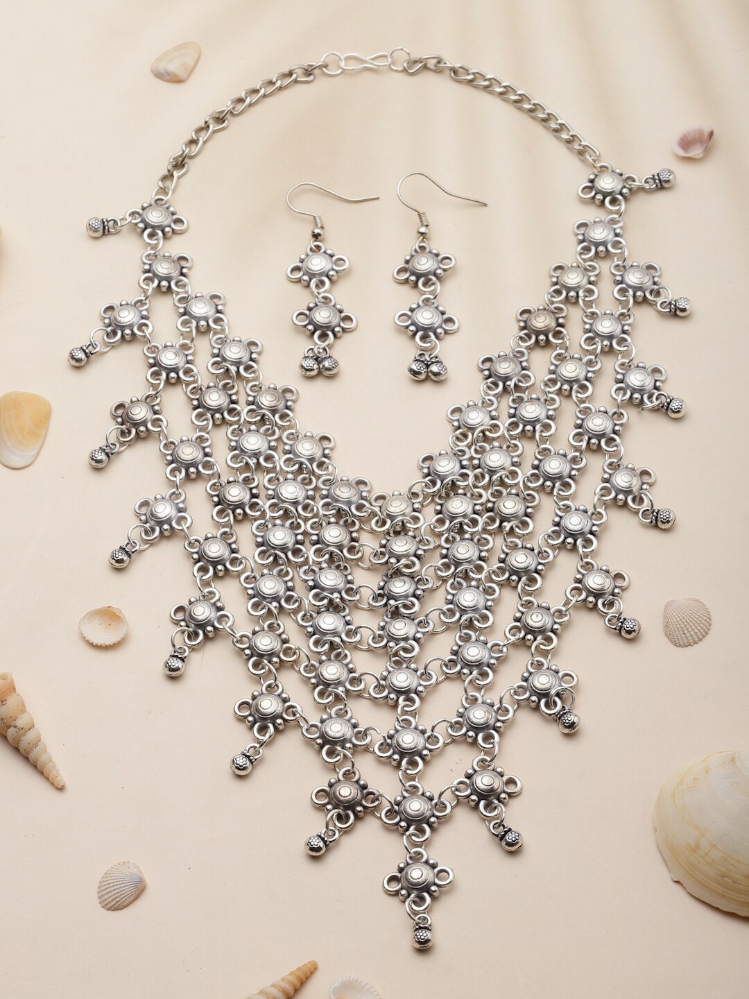 

PANASH Silver-Plated AD Stone Studded Jewellery Set