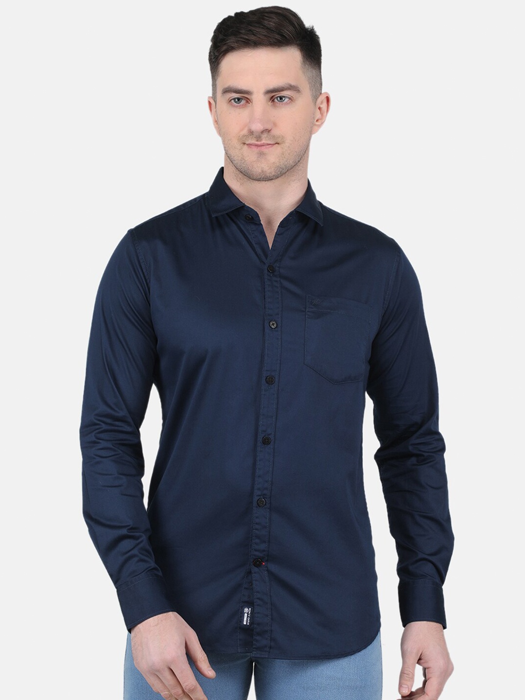 

Monte Carlo Spread Collar Slim Fit Casual Shirt, Navy blue