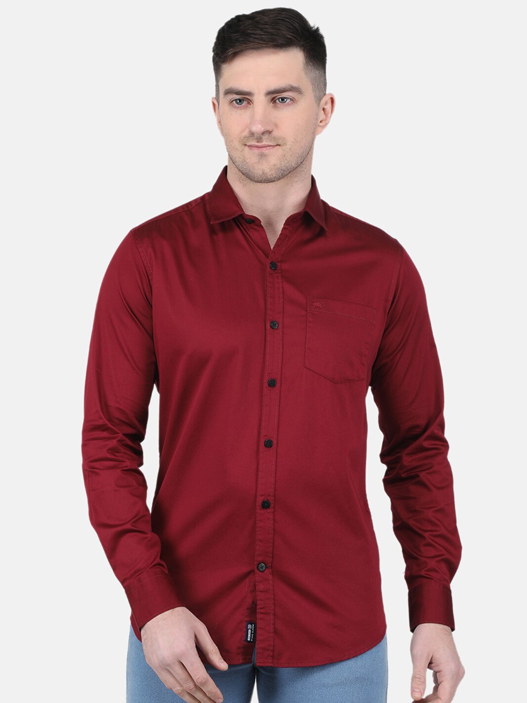 

Monte Carlo Spread Collar Slim Fit Casual Shirt, Maroon