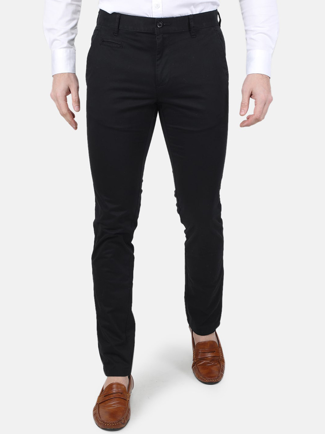 

Monte Carlo Men Flat-Front Mid-Rise Regular Trousers, Black