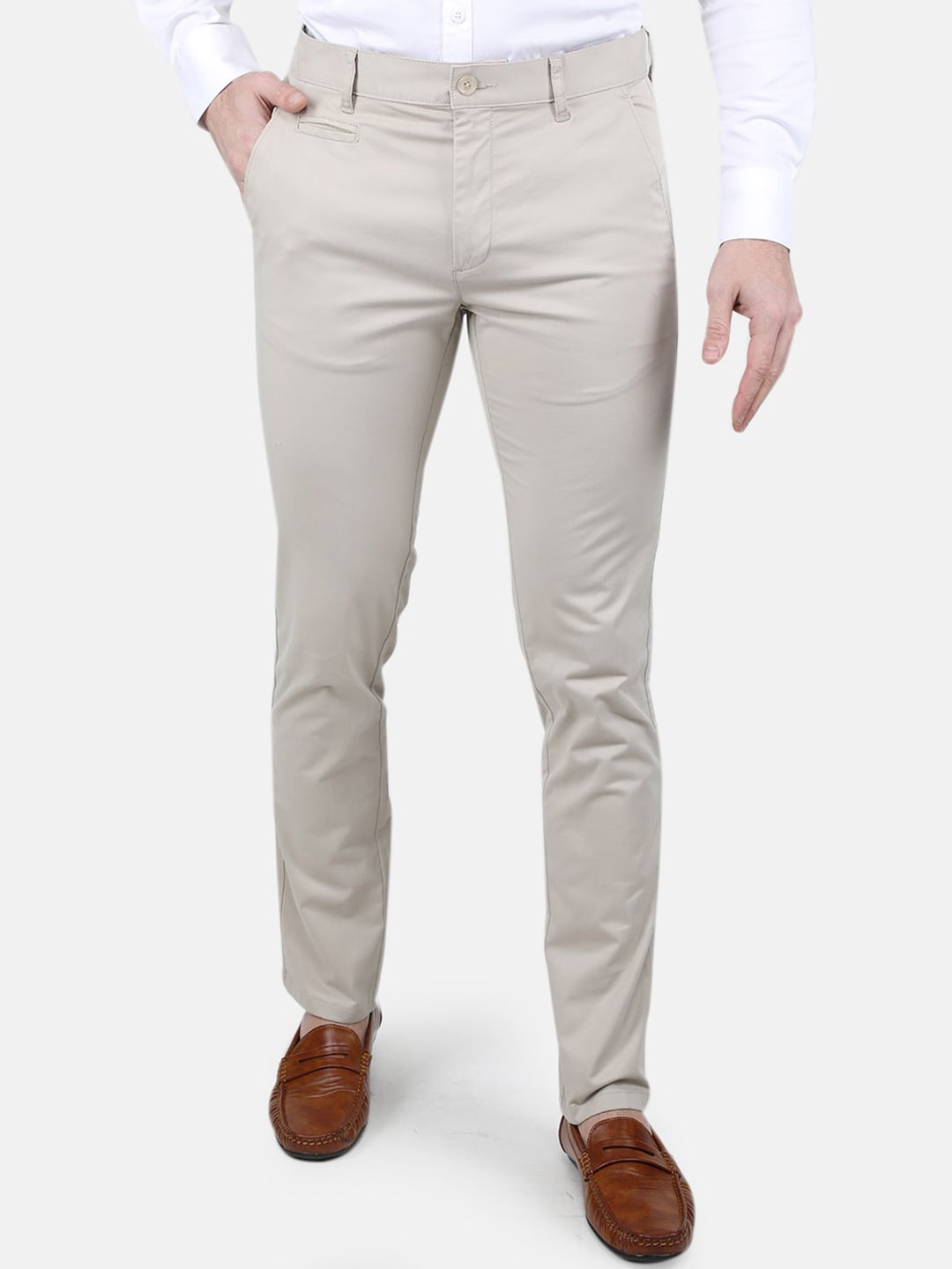 

Monte Carlo Men Flat-Front Mid-Rise Regular Trousers, Grey
