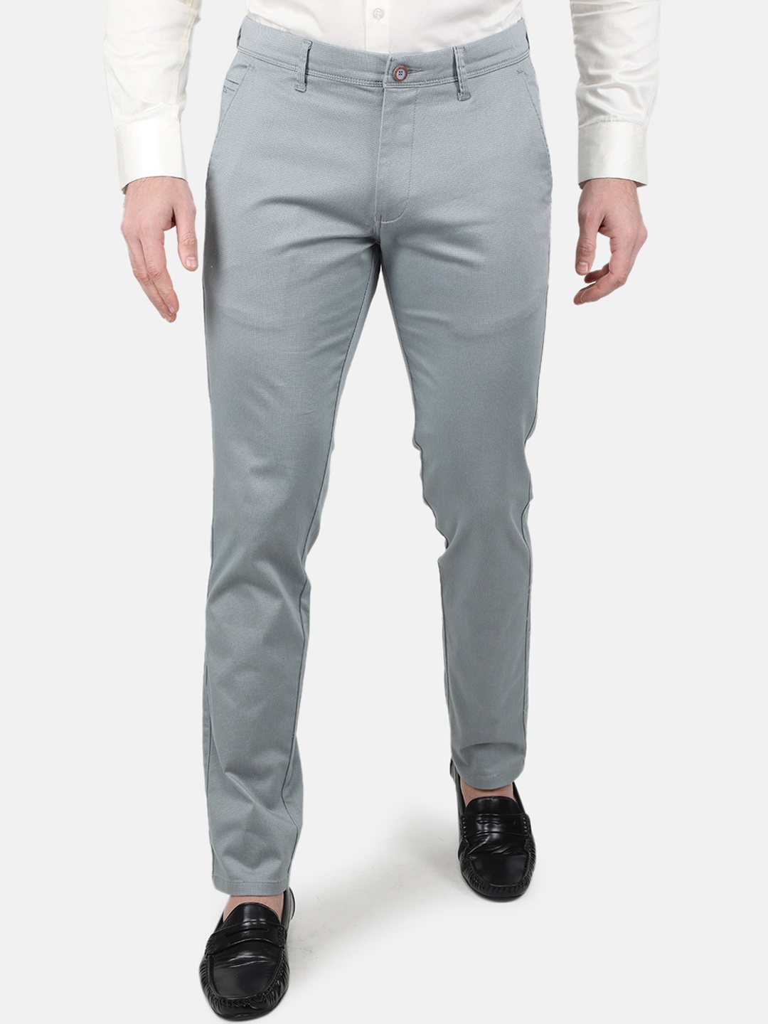 

Monte Carlo Men Flat-Front Mid-Rise Regular Trousers, Grey