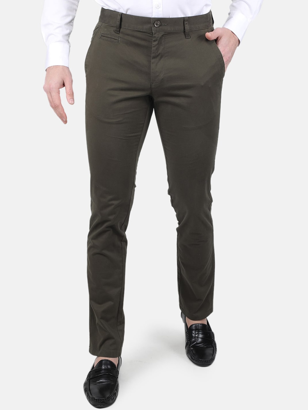 

Monte Carlo Men Flat-Front Mid-Rise Regular Trousers, Olive