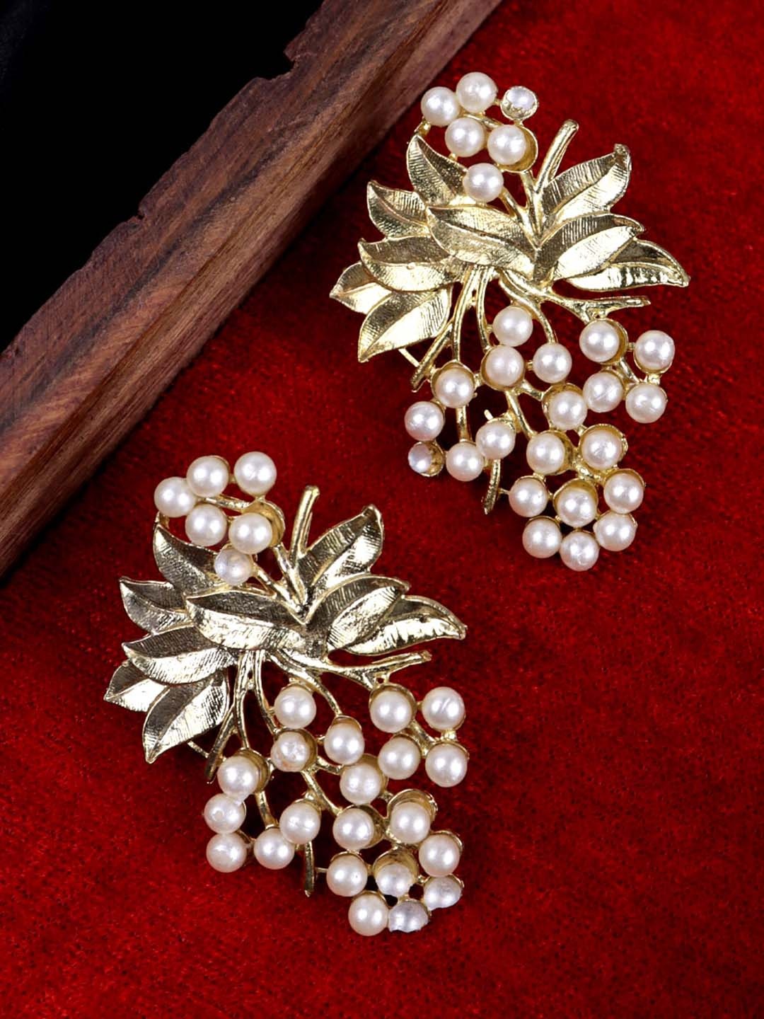 

Krelin Gold-Plated Contemporary Beads Studded Drop Earrings