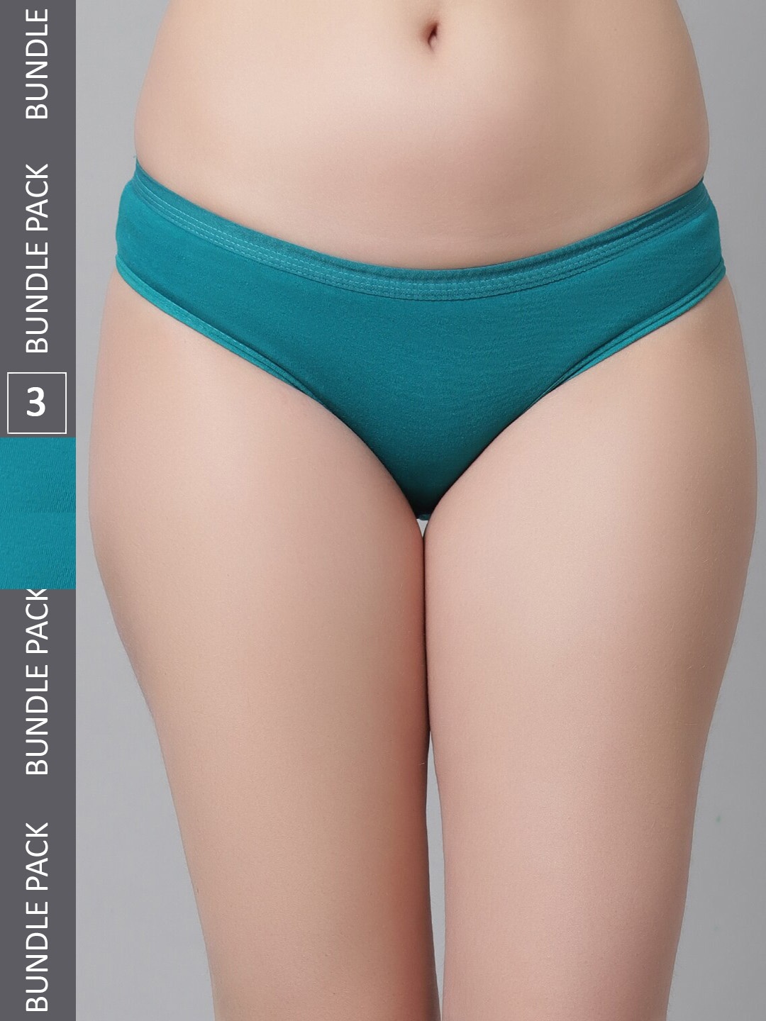 

KEX Women Pack Of 3 Cotton Hipster Briefs, Turquoise blue