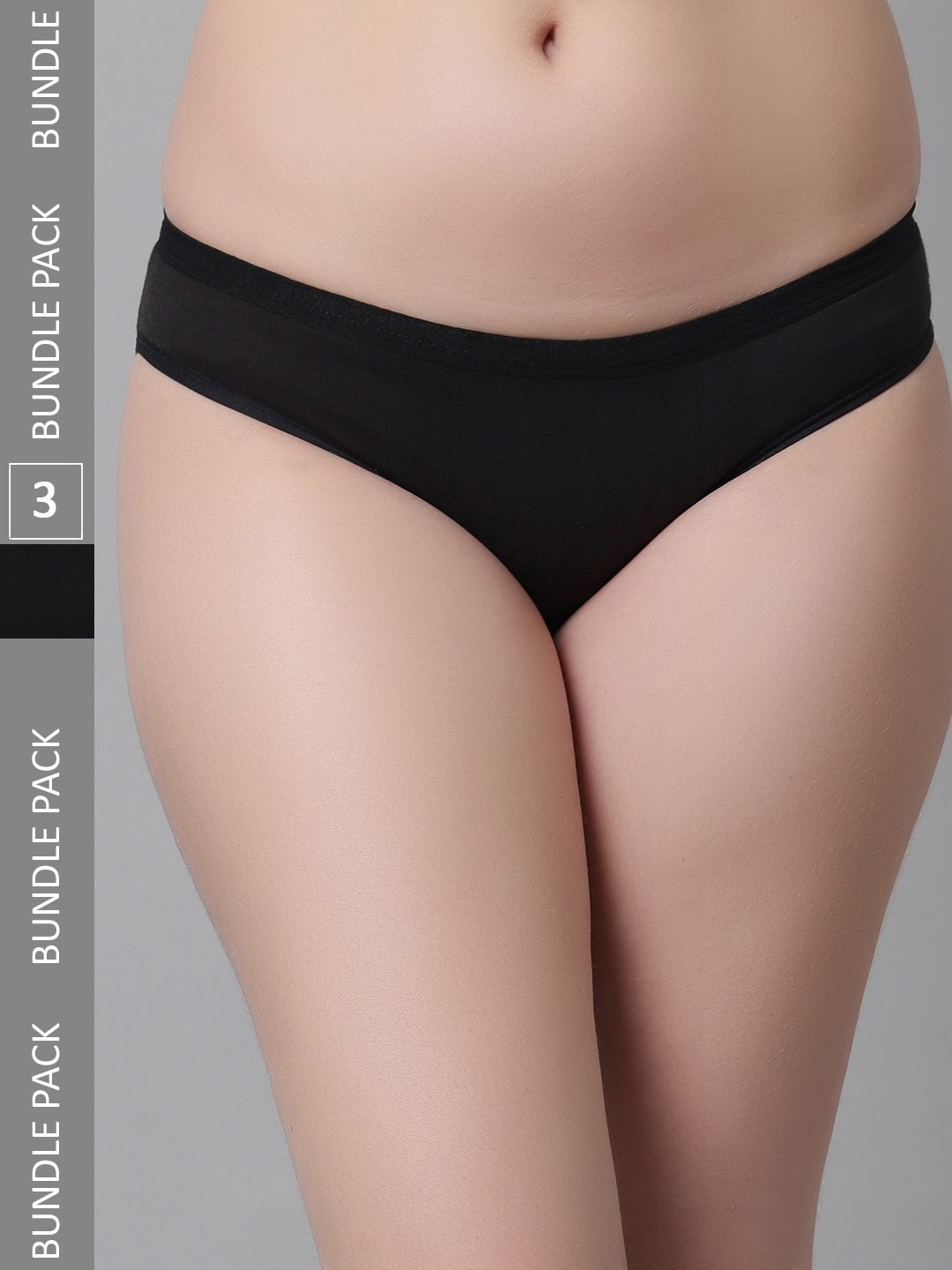 

KEX Women Pack Of 3 Pure Cotton Hipster Briefs, Black
