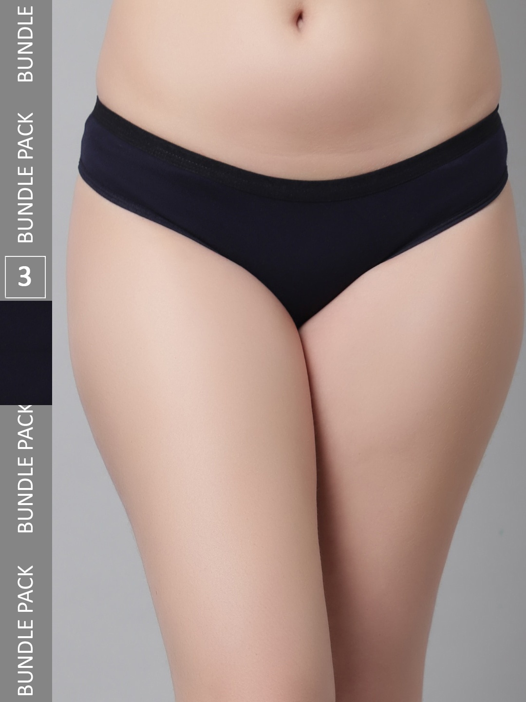 

KEX Women Pack Of 3 Pure Cotton Hipster Briefs, Navy blue