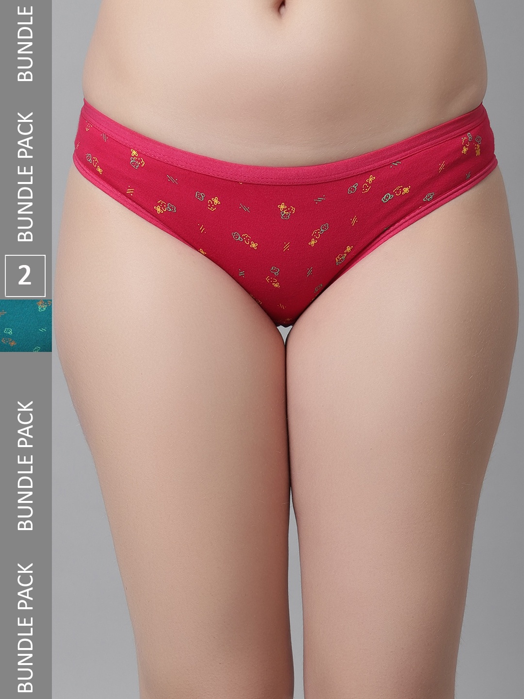 

KEX Women Pack Of 2 Floral Printed Pure Cotton Hipster Briefs, Pink