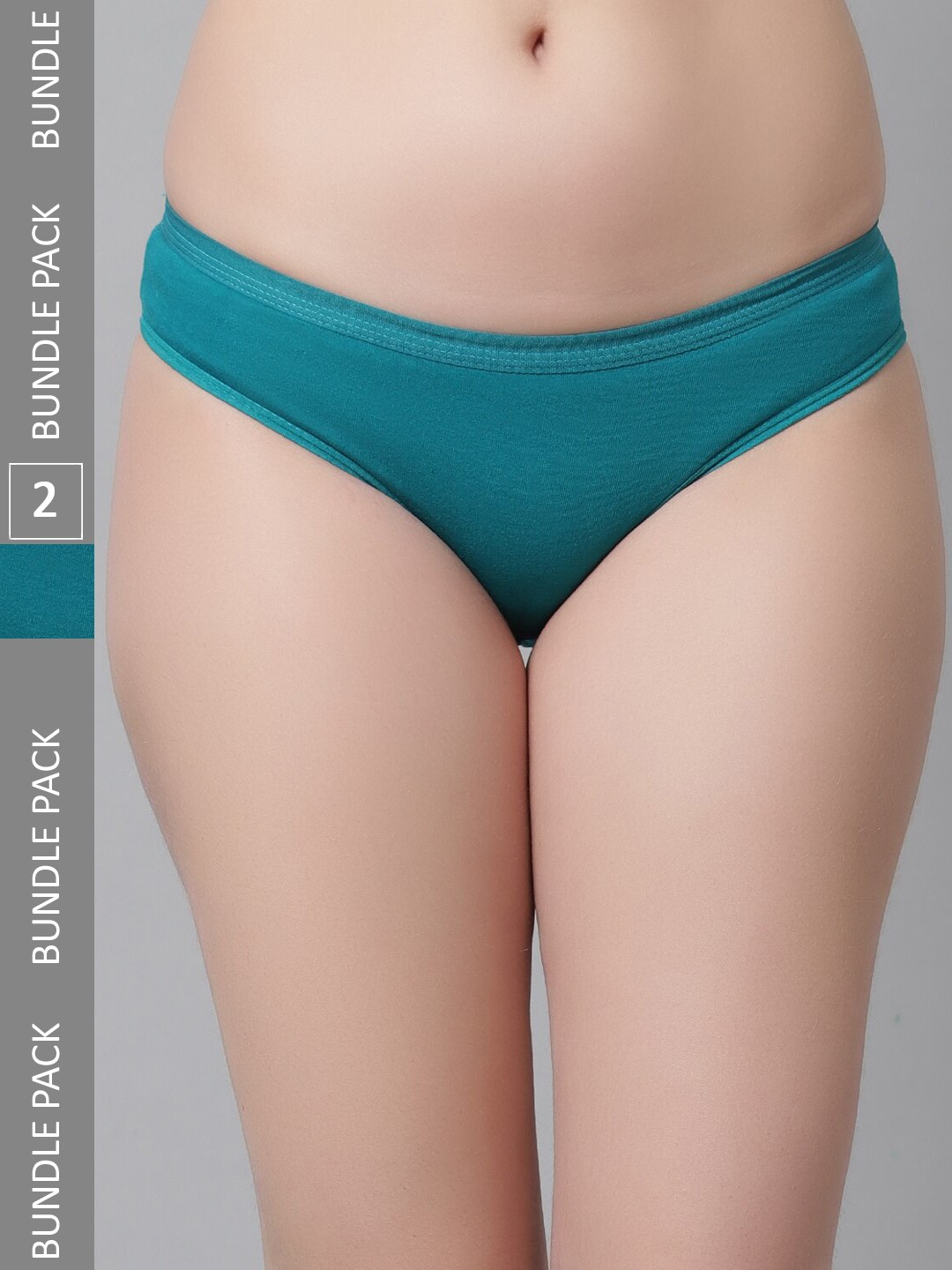 

KEX Women Pack Of 2 Cotton Hipster Briefs, Turquoise blue