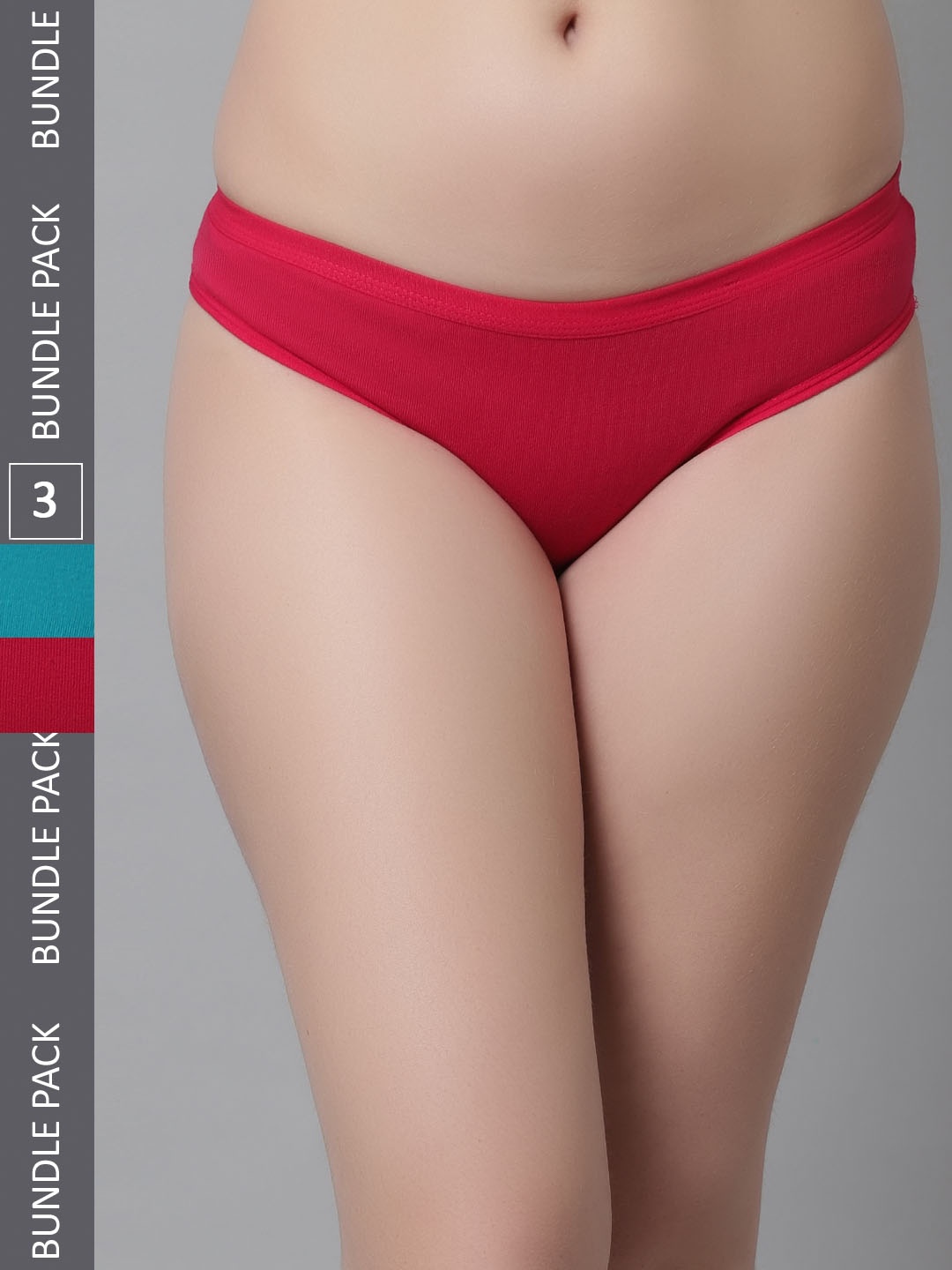 

KEX Women Pack Of 3 Cotton Hipster Briefs, Red