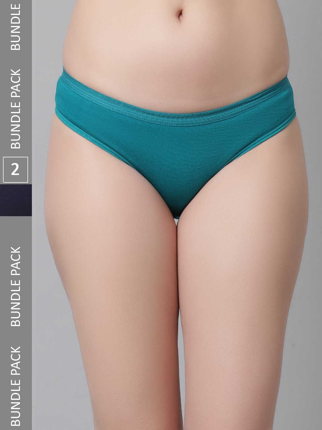 

KEX Women Pack Of 2 Pure Cotton Hipster Briefs, Navy blue