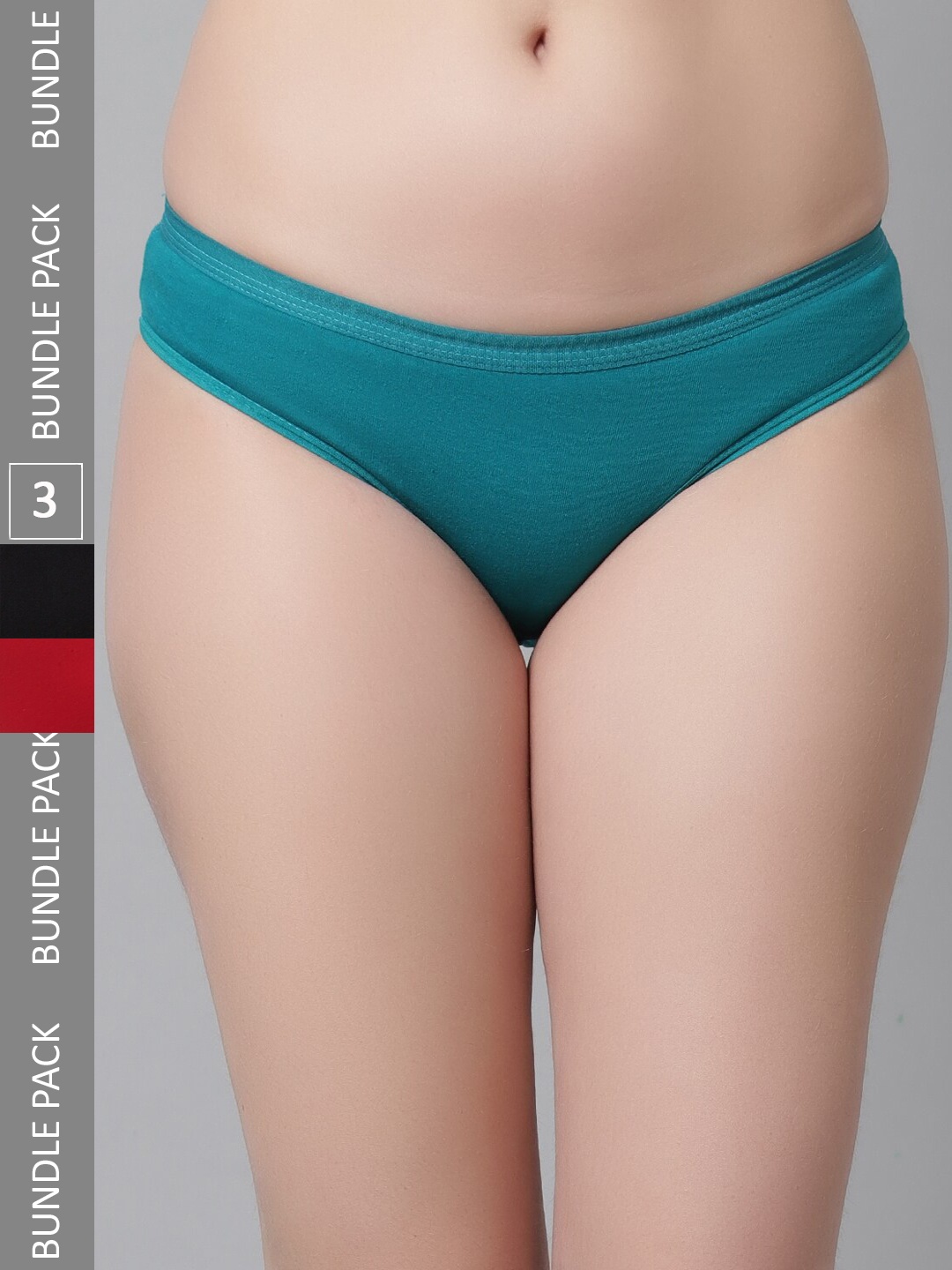 

KEX Women Pack Of 3 Cotton Hipster Briefs, Turquoise blue