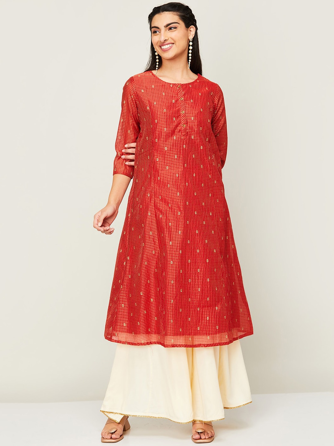 

Melange by Lifestyle Ethnic Motifs Printed Kurta, Red