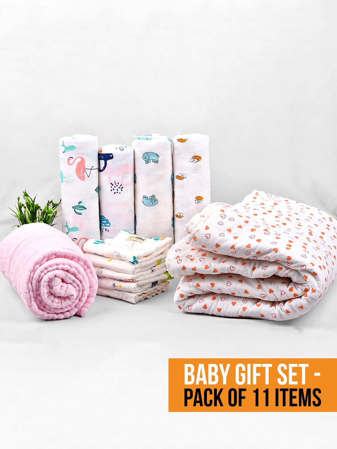 

Moms Home Infants Pack of 11 Organic Cotton Baby Apparel Gift Set, Pink