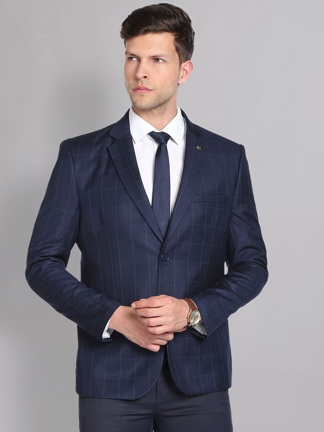 

AD By Arvind Checked Single-Breasted Formal Blazers, Blue